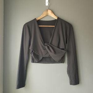 Black stretch jersey ballet twisted crop top